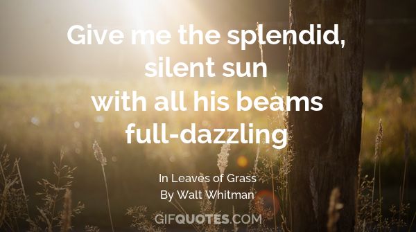 give me the silent splendid sun